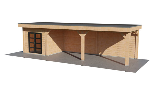 Bouwtekening  Blokhut met overkapping groot | Strak