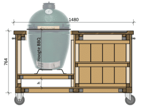 BBQ tafel Smokey Vurenhout aanzicht