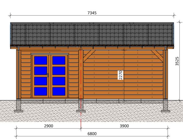 Bouwtekening Blokhut met overkapping Zadeldak - Image 3