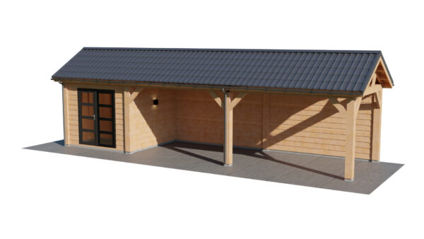 Bouwtekening Blokhut met overkapping Zadeldak groot